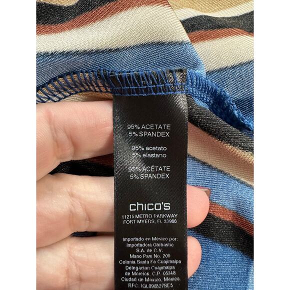 NWT Chico's Travelers Tunic Top 1 M Stripe Abstract Classy - Picture 8 of 10